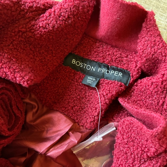 Boston Proper Women’s floral teddy Blazer Jacket Couture Preppy Red size 0 NEW - Picture 2 of 14